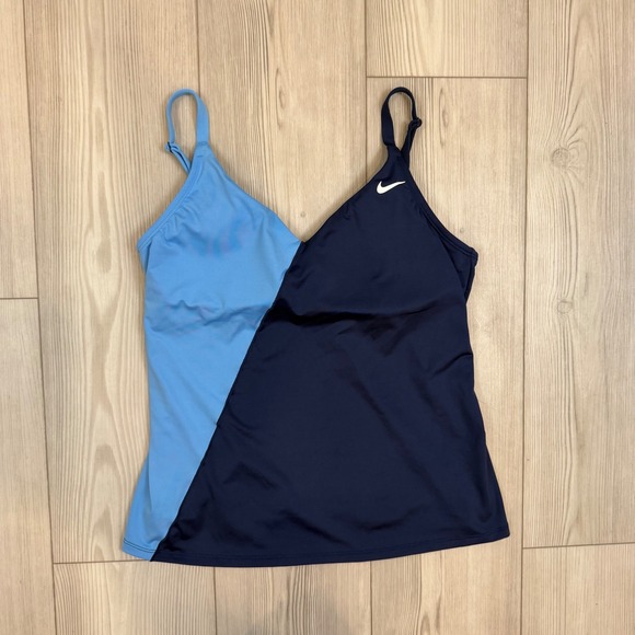 Nike Other - Nike Womens Colorblock Tankini Swim Top Navy Light Blue NESSF295 Size L